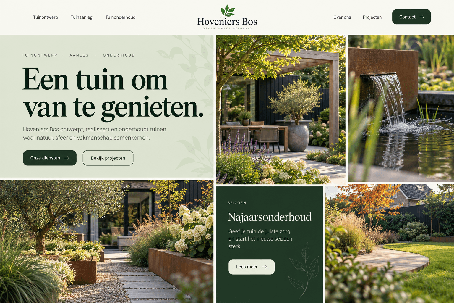 Voorbeeld van een website voor hoveniers