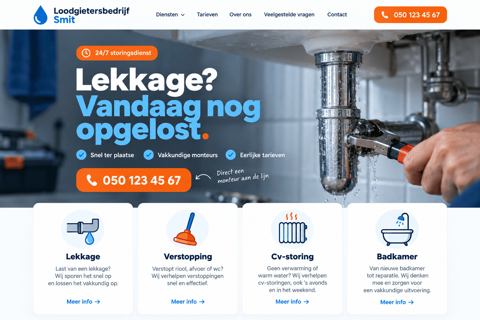 Voorbeeld van een website voor loodgieters