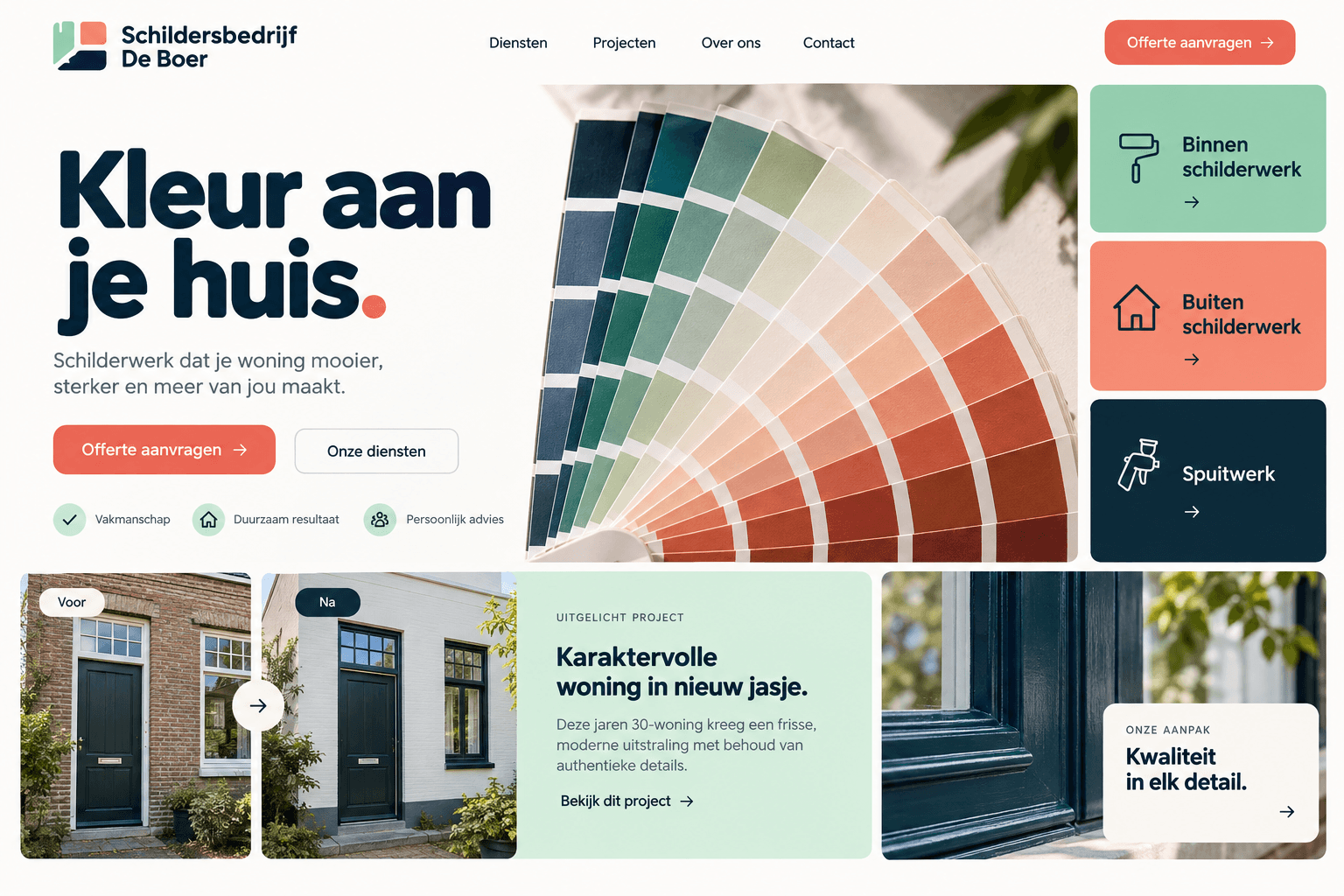 Voorbeeld van een website voor schilders