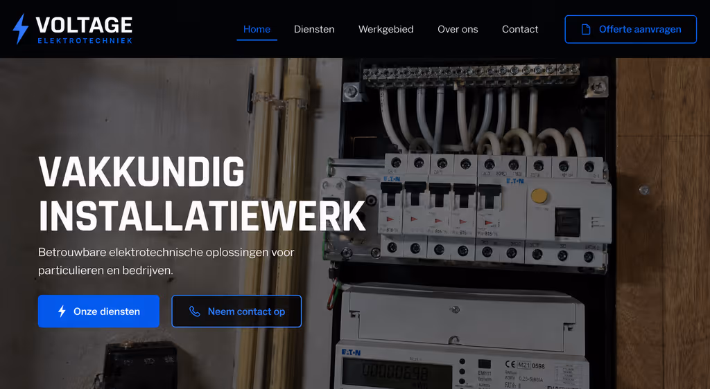 Voorbeeld van een door InternetYou gebouwde website (voltage-elektro.nl)
