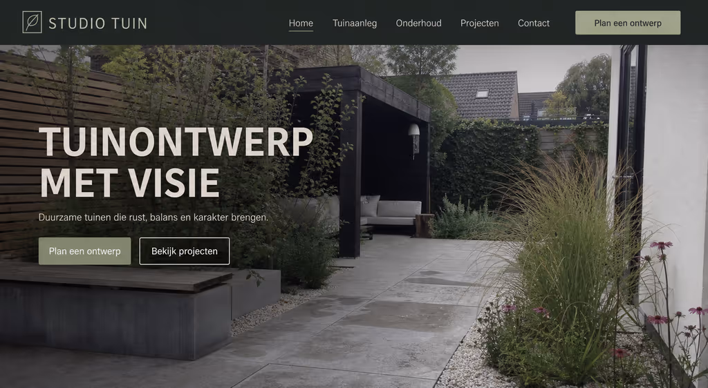 Voorbeeld van een door InternetYou gebouwde website (studiotuin.nl)