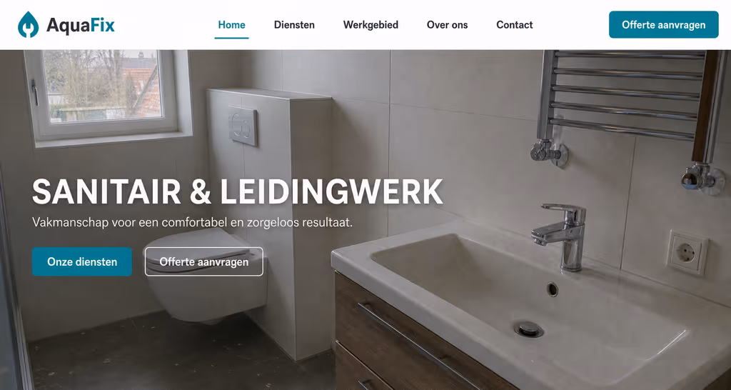 Voorbeeld van een door InternetYou gebouwde website (aquafix.nl)