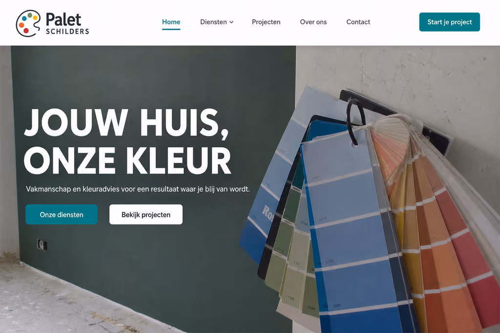 Voorbeeld van een door InternetYou gebouwde website (paletschilders.nl)