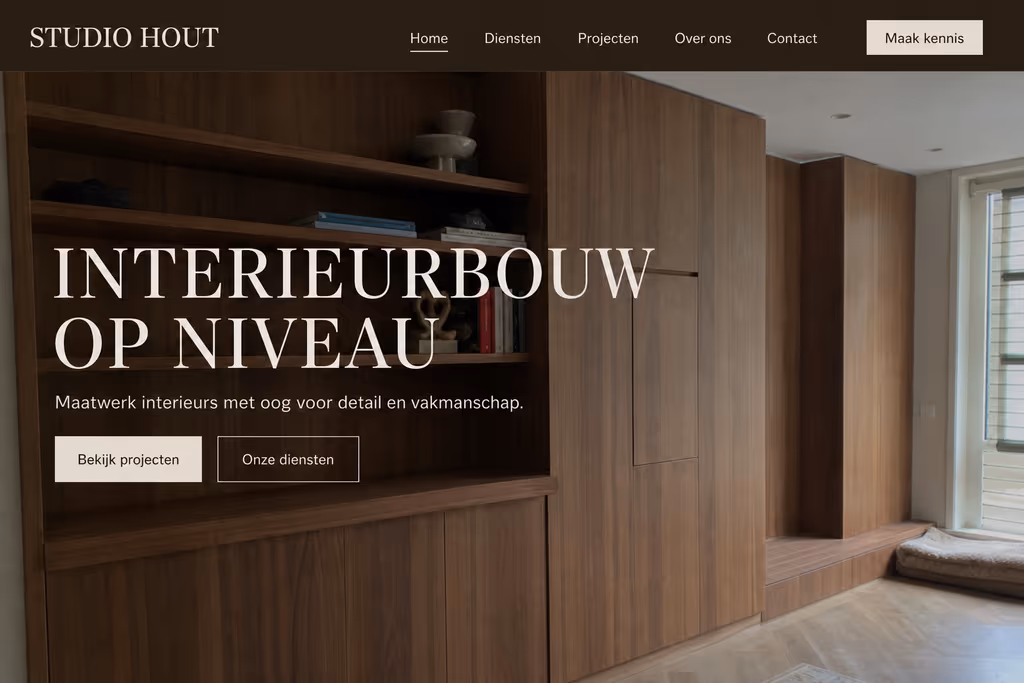 Voorbeeld van een door InternetYou gebouwde website (studiohout.nl)